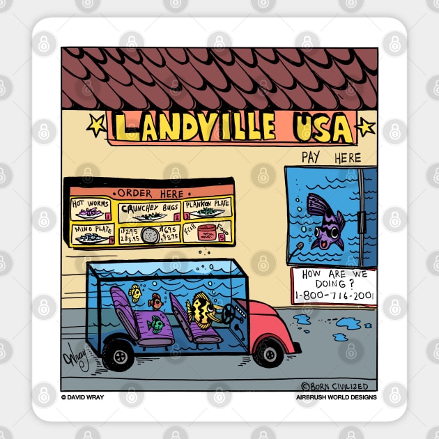 Landville USA Fish Drive-Thru Funny Fishing Novelty Gift Sticker by Airbrush World